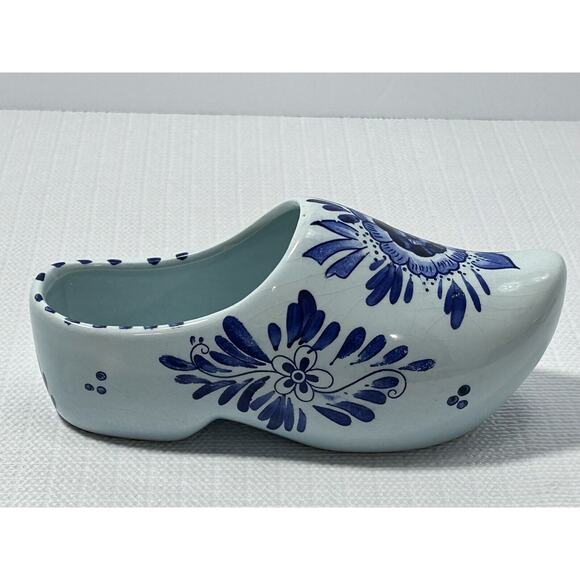 Vintage Hand Painted Delft Blauw Ceramic Dutch Clog Shoe 6.5 Long Hanging Decor - Picture 4 of 9